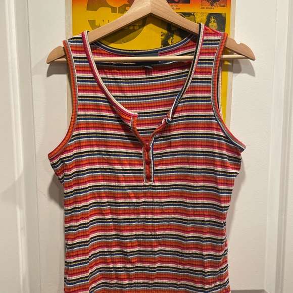 Modcloth Faux Button Up Horizontal Stripe Tank - Picture 2 of 5